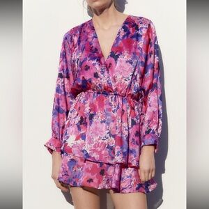 ZARA  FLORAL RUFFLED DRESS | Small